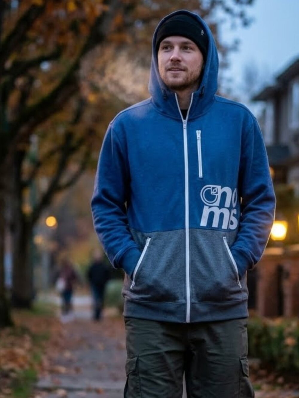 Nomis Men's Stacked Full Zip Snowboard Hoodie Spell Out Jacket Size XL Full Zip
